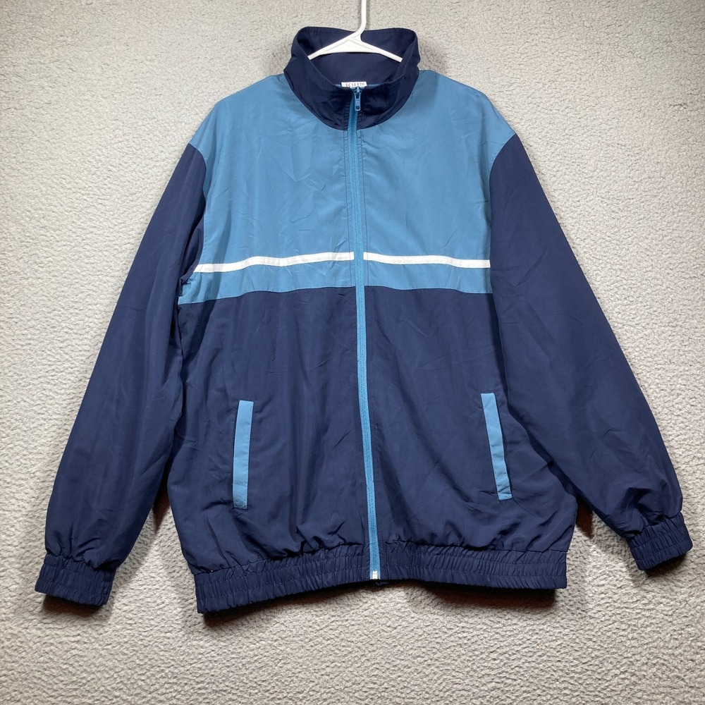 John Blair Jacket Men's Large‎ Blue Full Zip Lightweight Mock Neck Casual Golf